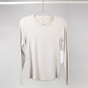 RBX SPORT | LONG SLEEVE PEACH SKIN FITTED SHIRT | THERMAL SAND COLOR SIZE S